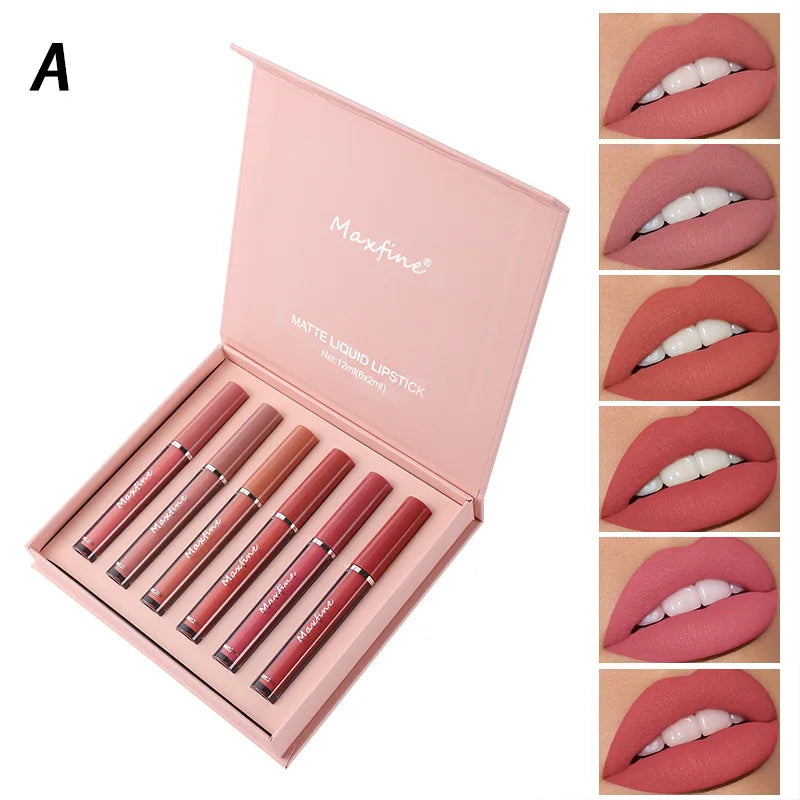 Coffret 6 Rouges à Lèvres Mat Waterproof — Longue Tenue & Hydratant