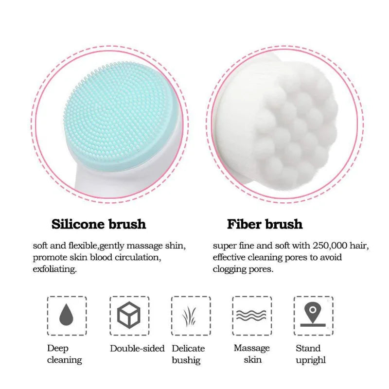 Brosse Nettoyante Visage Silicone Double Face — Exfoliation & Douceur
