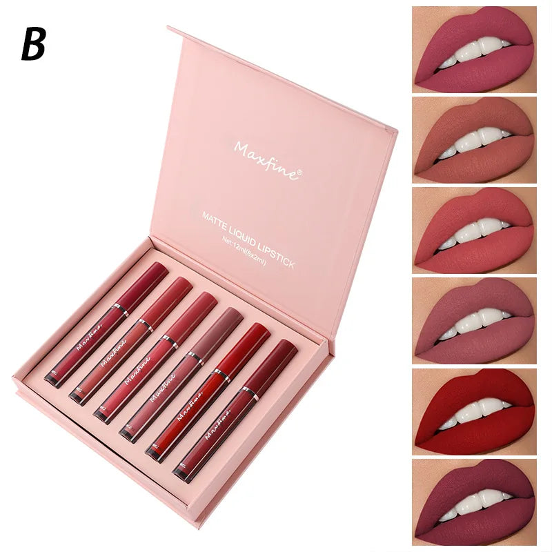 Coffret 6 Rouges à Lèvres Mat Waterproof — Longue Tenue & Hydratant