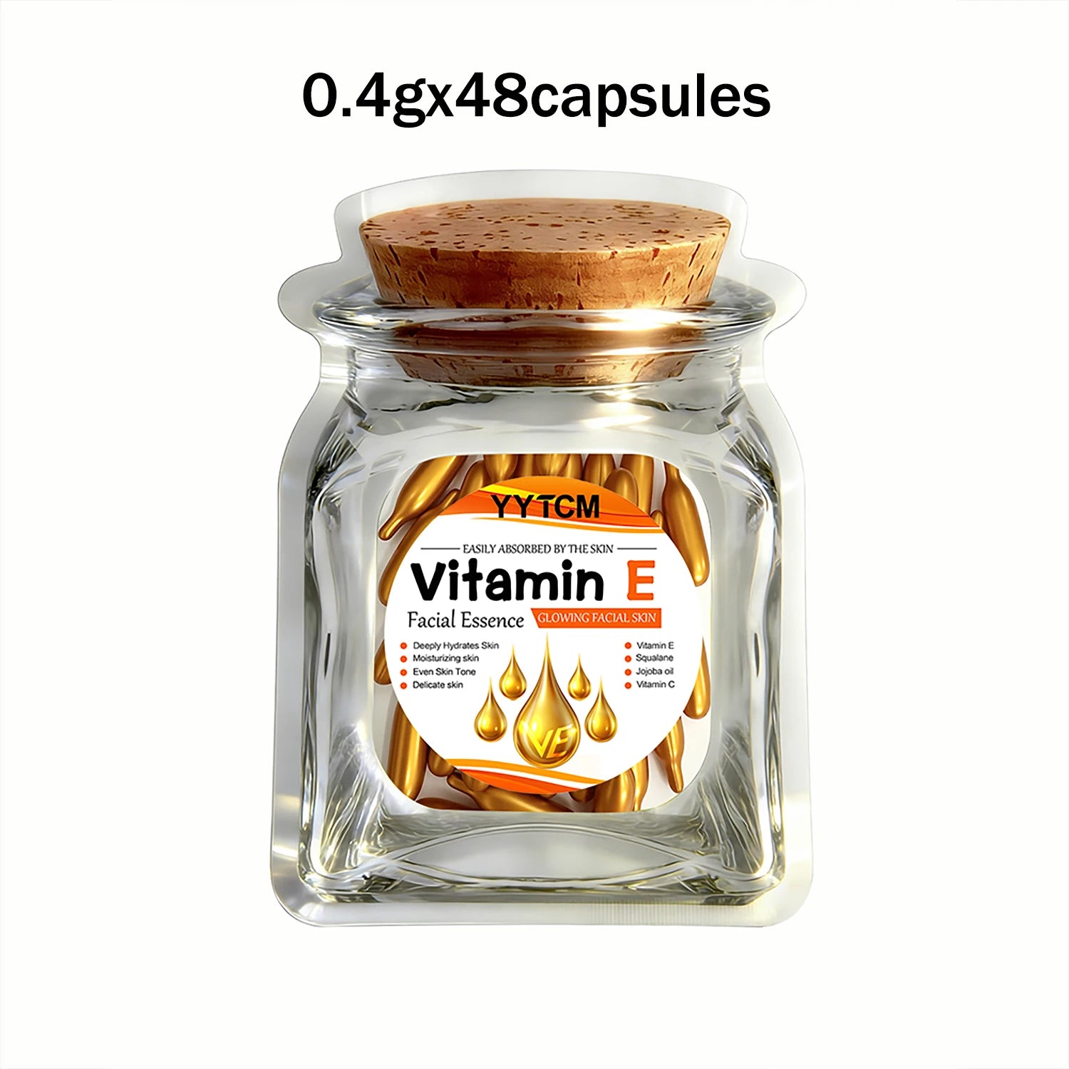 Capsules Essence Visage Vitamine E & Squalane — Hydratation Intense, Éclat & Lissage
