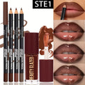Kit Lèvres 4 Pièces — 3 Crayons Contour + 1 Gloss Mat Waterproof Longue Tenue