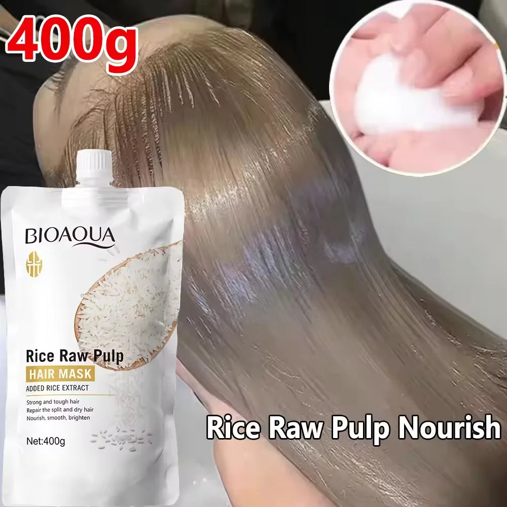 Masque Capillaire Kératine & Riz — Répare, Lisse & Hydrate en 5 Secondes