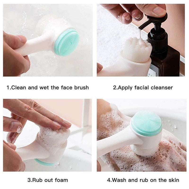 Brosse Nettoyante Visage Silicone Double Face — Exfoliation & Douceur