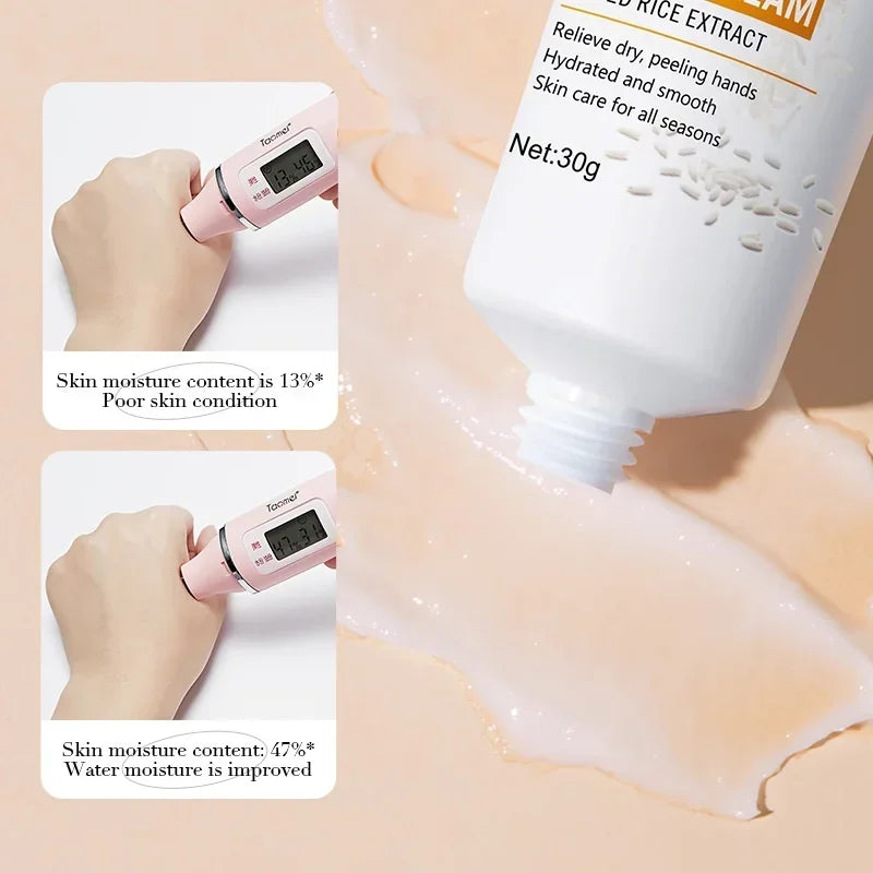 Crème Mains à l’Eau de Riz K-Beauty — Nourrissante, Hydratante & Non Grasse 30g