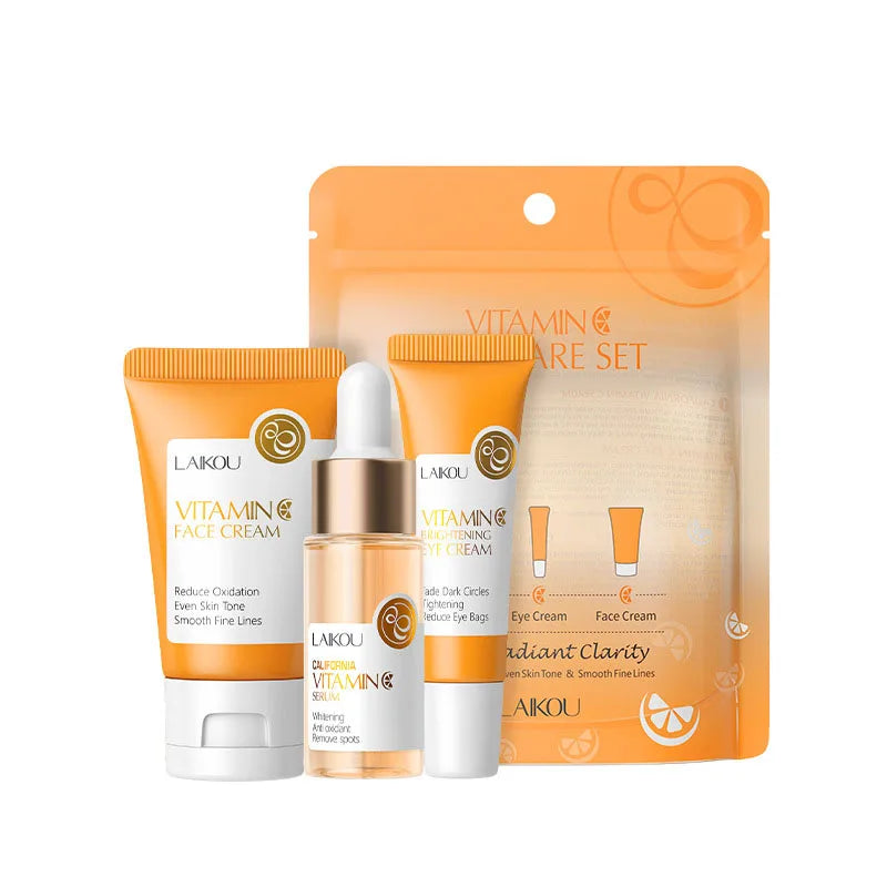 Coffret Soin Visage 3 Pièces — Crème + Sérum + Contour des Yeux Anti-Rides & Hydratant