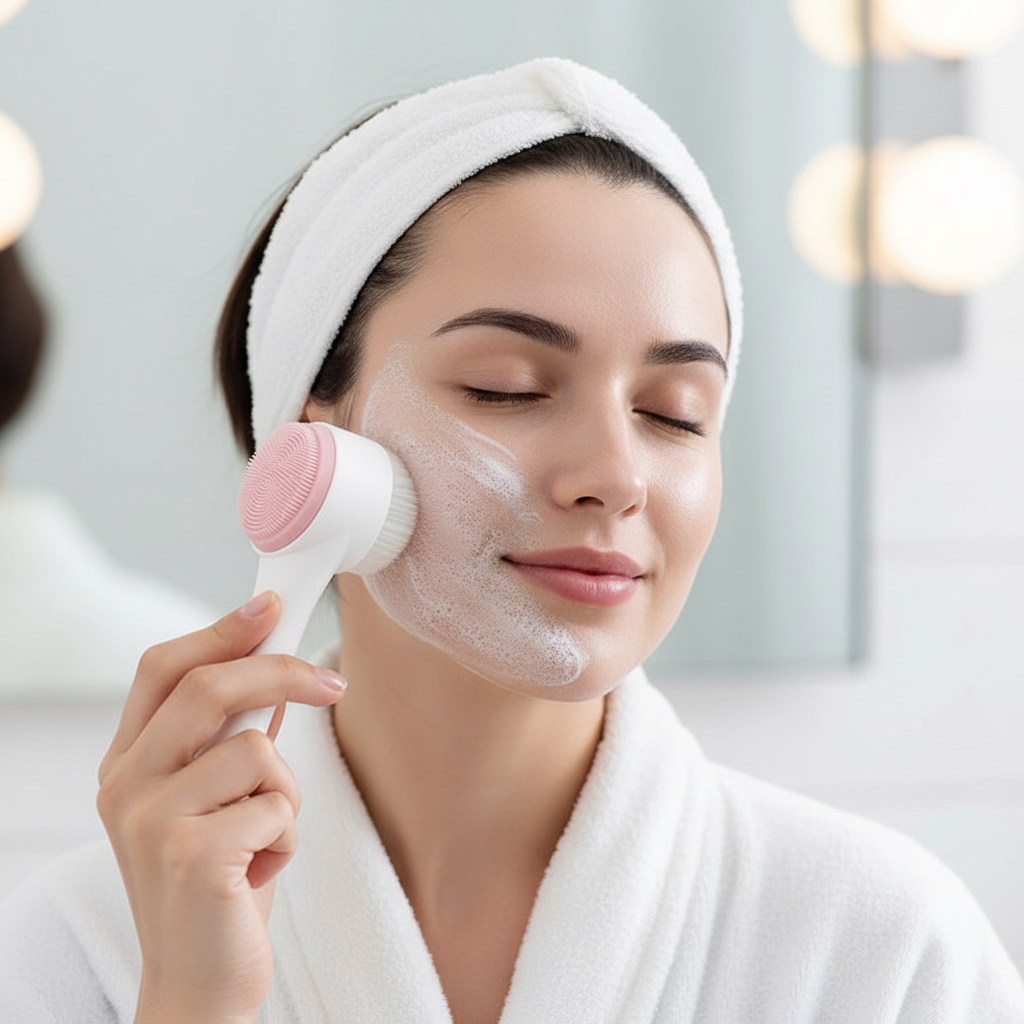 Brosse Nettoyante Visage Silicone Double Face   Exfoliation & Douceur