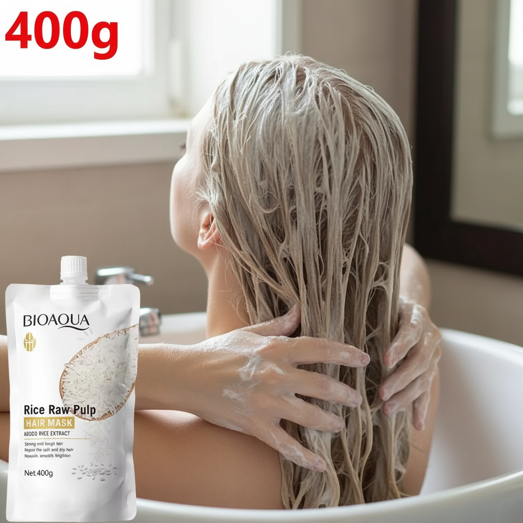 Masque Capillaire Kératine & Riz — Répare, Lisse & Hydrate en 5 Secondes