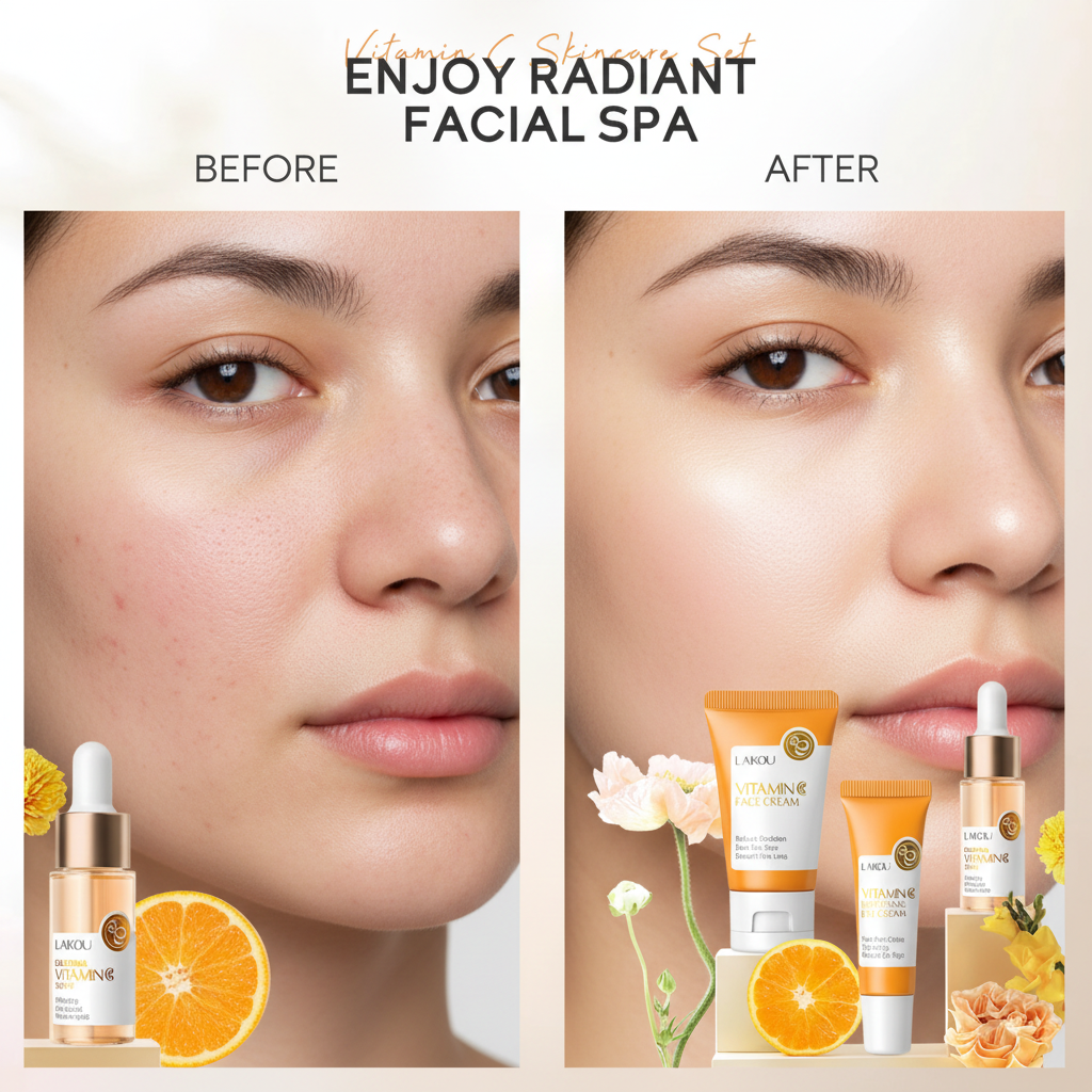 Coffret Soin Visage 3 Pièces — Crème + Sérum + Contour des Yeux Anti-Rides & Hydratant