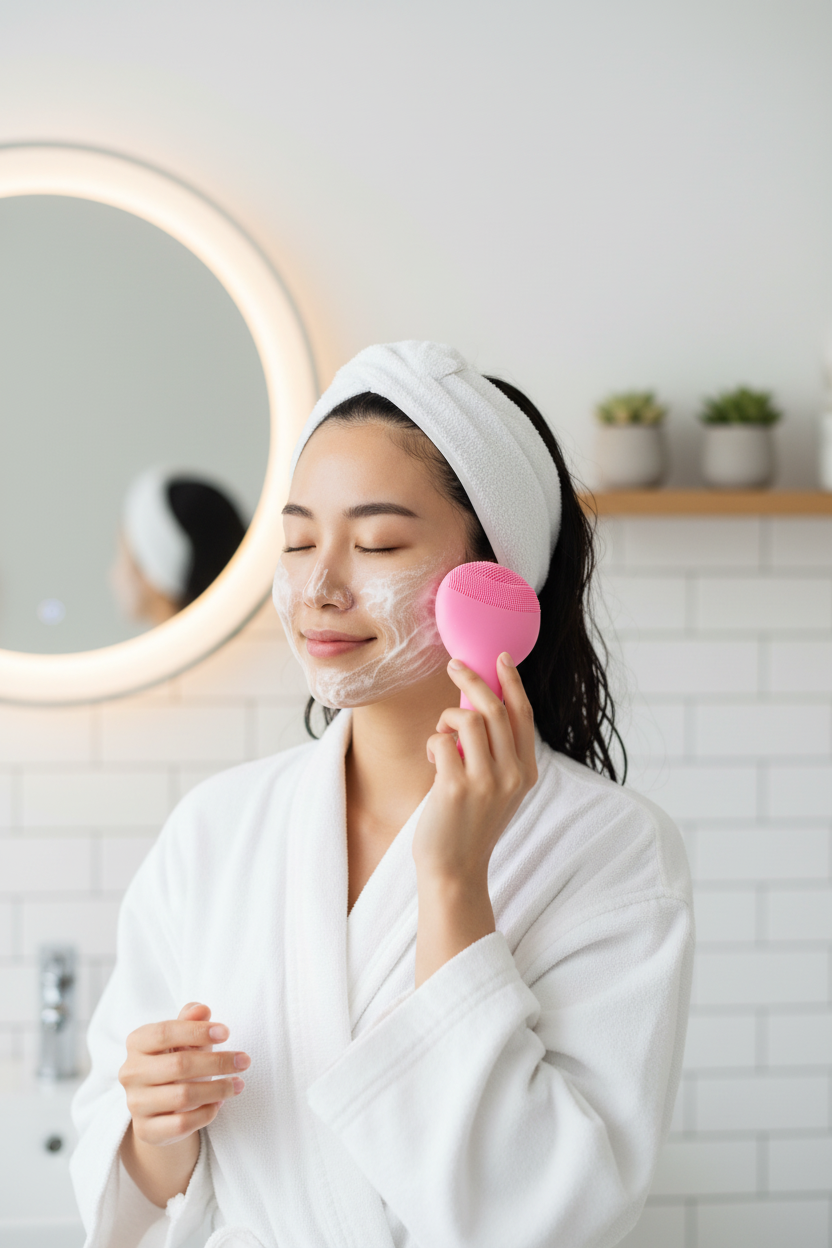 Brosse  Nettoyante Visage Silicone Double Face   Exfoliation & Douceur