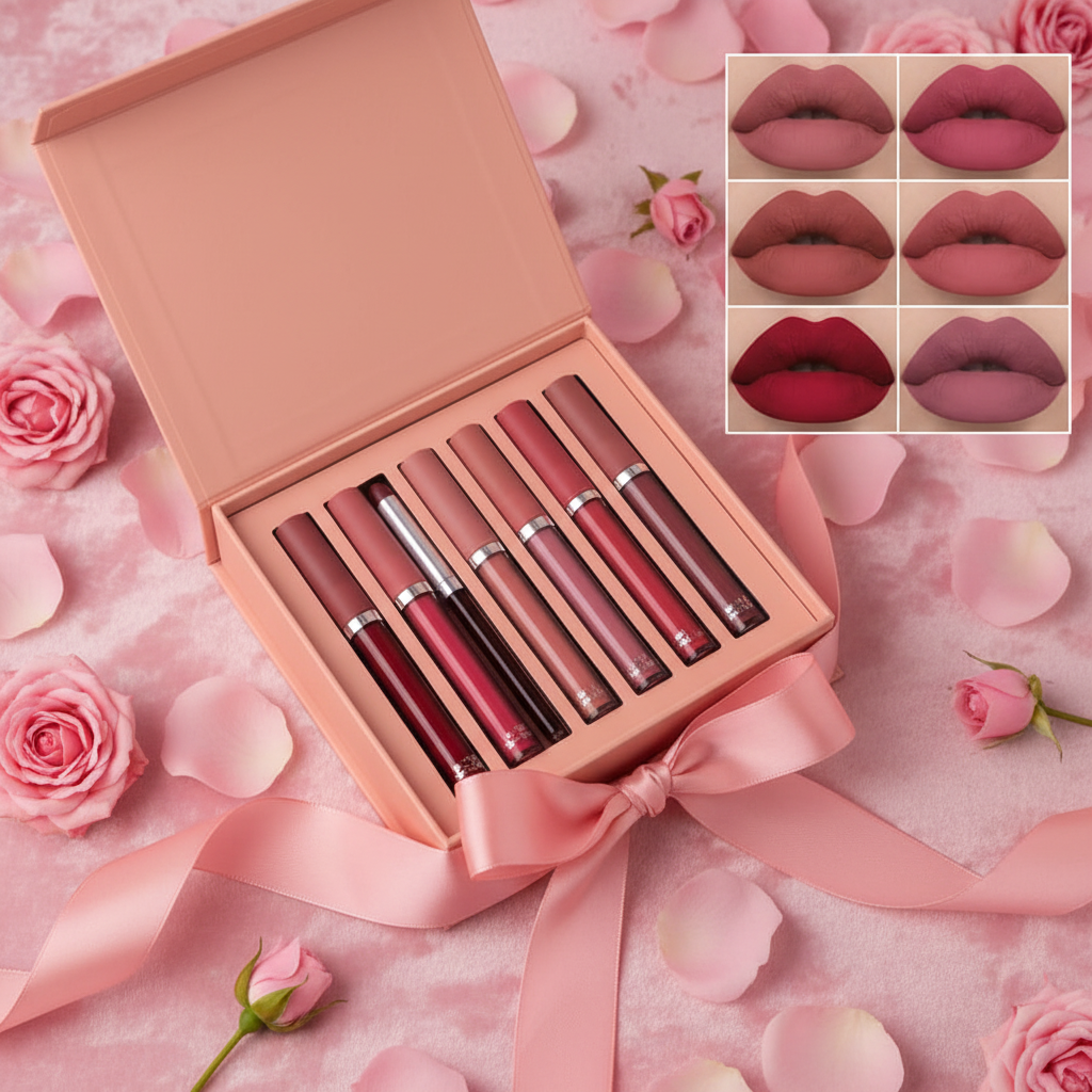 Coffret 6 Rouges à Lèvres Mat Waterproof — Longue Tenue & Hydratant