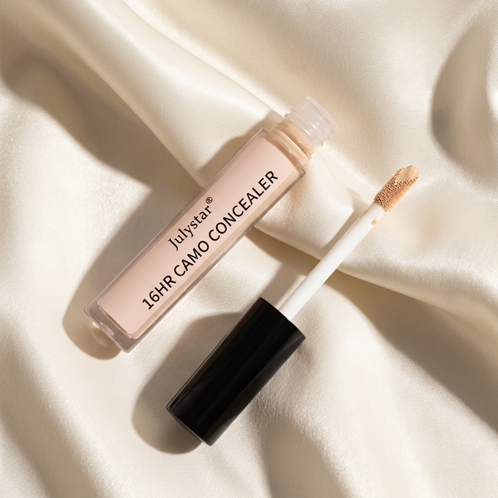Correcteur liquide waterproof posé sur un satin ivoire