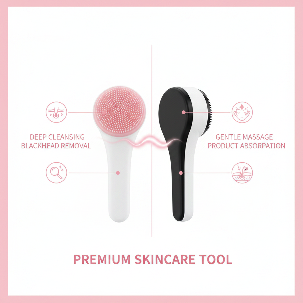 Brosse Nettoyante Visage Silicone Double Face   Exfoliation & Douceur