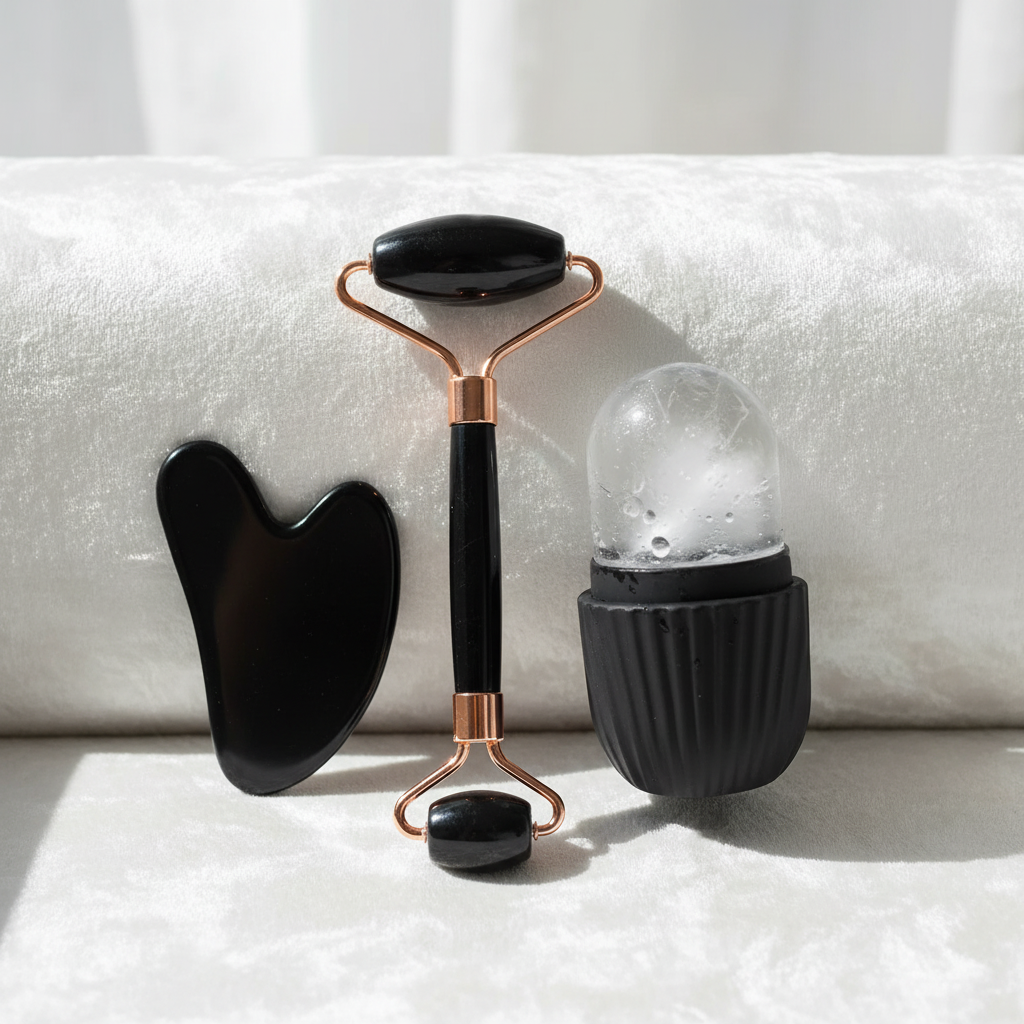 Ice Roller Set Visage & Gua Sha — Lifting & Contouring Naturel