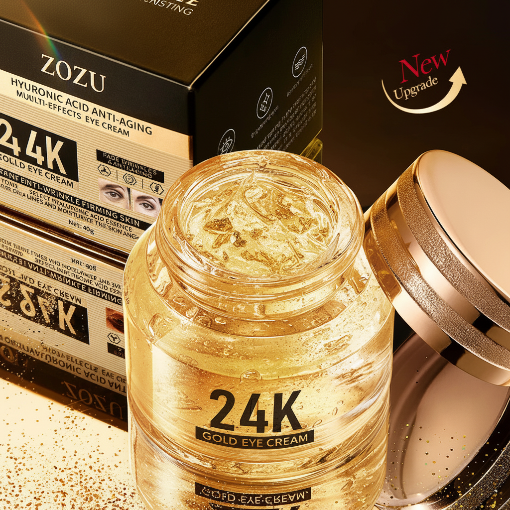 Crème Contour des Yeux Or 24K & Acide Hyaluronique — Anti-Cernes, Anti-Poches & Éclat Luxe