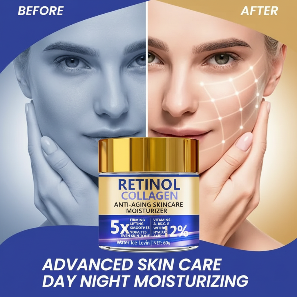 Crème Visage Anti-Âge Rétinol & Collagène 60g — Raffermissante, Hydratante & Lissante