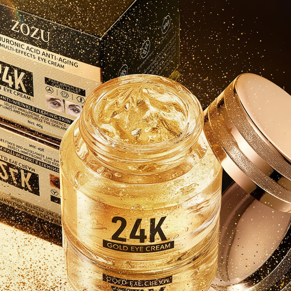 Crème Contour des Yeux Or 24K & Acide Hyaluronique — Anti-Cernes, Anti-Poches & Éclat Luxe