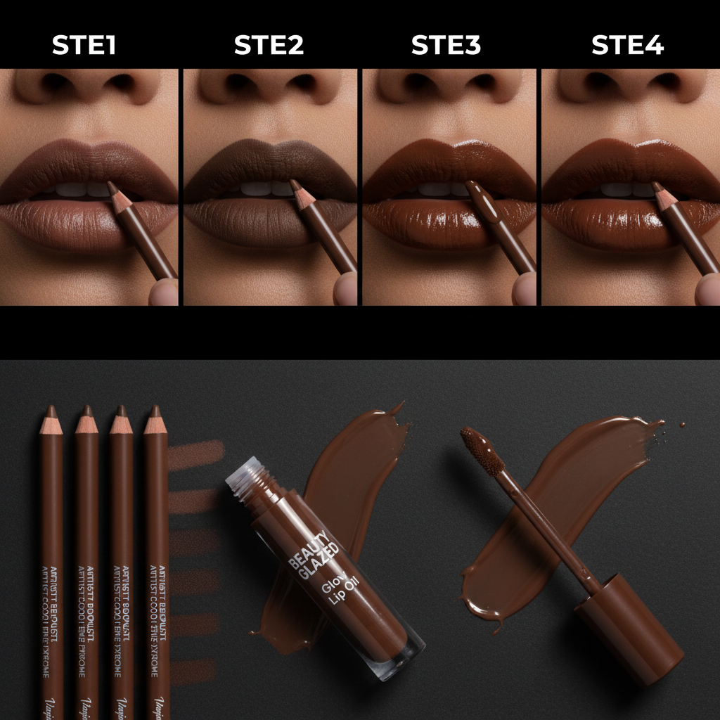 Kit Lèvres 4 Pièces — 3 Crayons Contour + 1 Gloss Mat Waterproof Longue Tenue